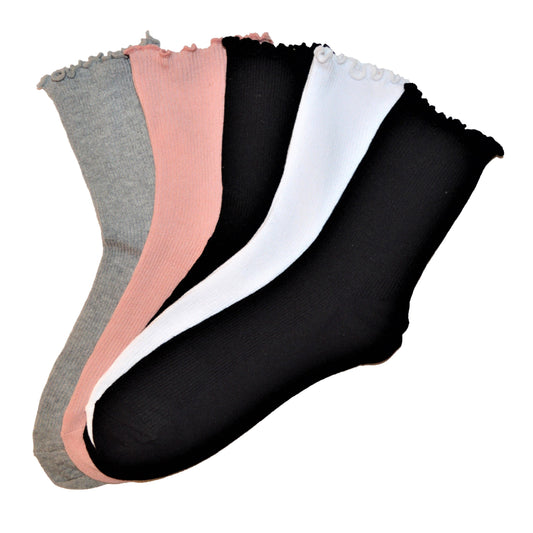 5 pari ženskih čarapa jednobojnih sa volanima 5615