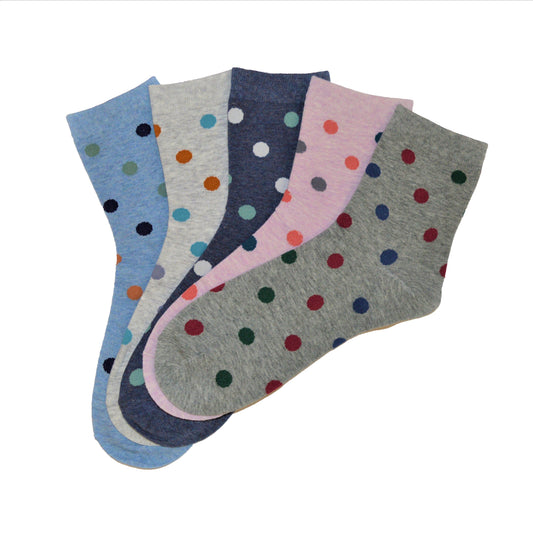 5 pari ženskih poluvisokih čarapa, točkice 5642