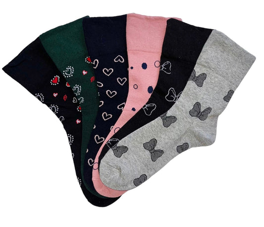 6 pari ženskih čarapa bez gumice, mašnica i srca 5702