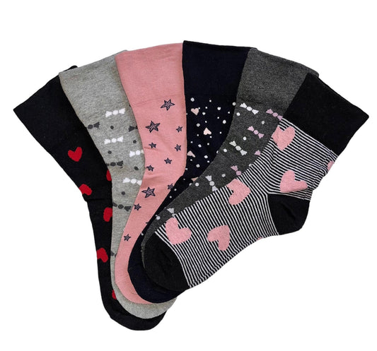 6 pari ženskih čarapa bez elastike, srca, zvjezdice, mašnice 5710