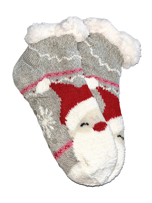 1 par toplih podstavljenih čarapa, niske 5735 svijetlo sive Djed Mraz