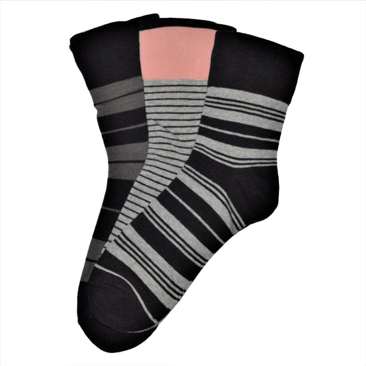 3 para ženskih čarapa bez gume, 5629.2 prugaste sive