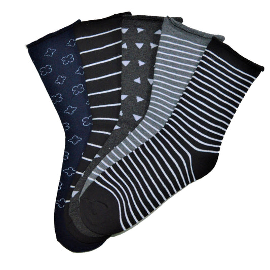 5 pari debelih termo ženskih čarapa bez gume, 5637 plavo-sive