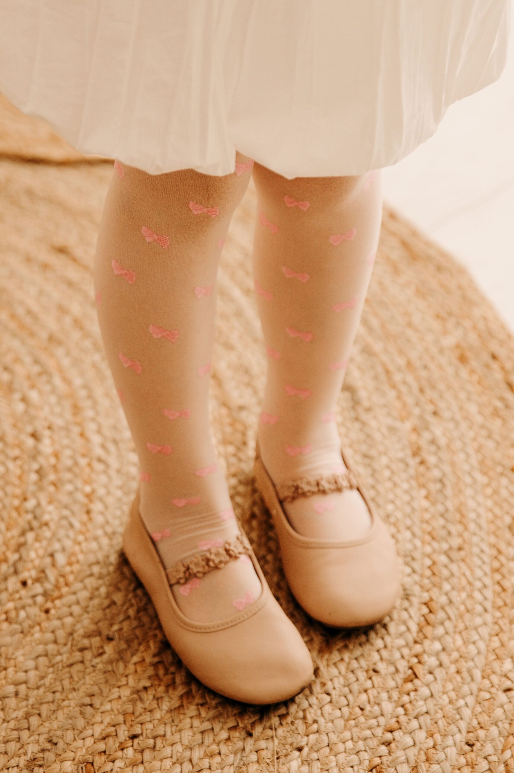 Fiore dekliške najlonke BOWY, 15 den, roza mašnice