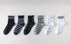 6 pari ženskih antibakterijskih čarapa bez šavova, crno-bijele 5858