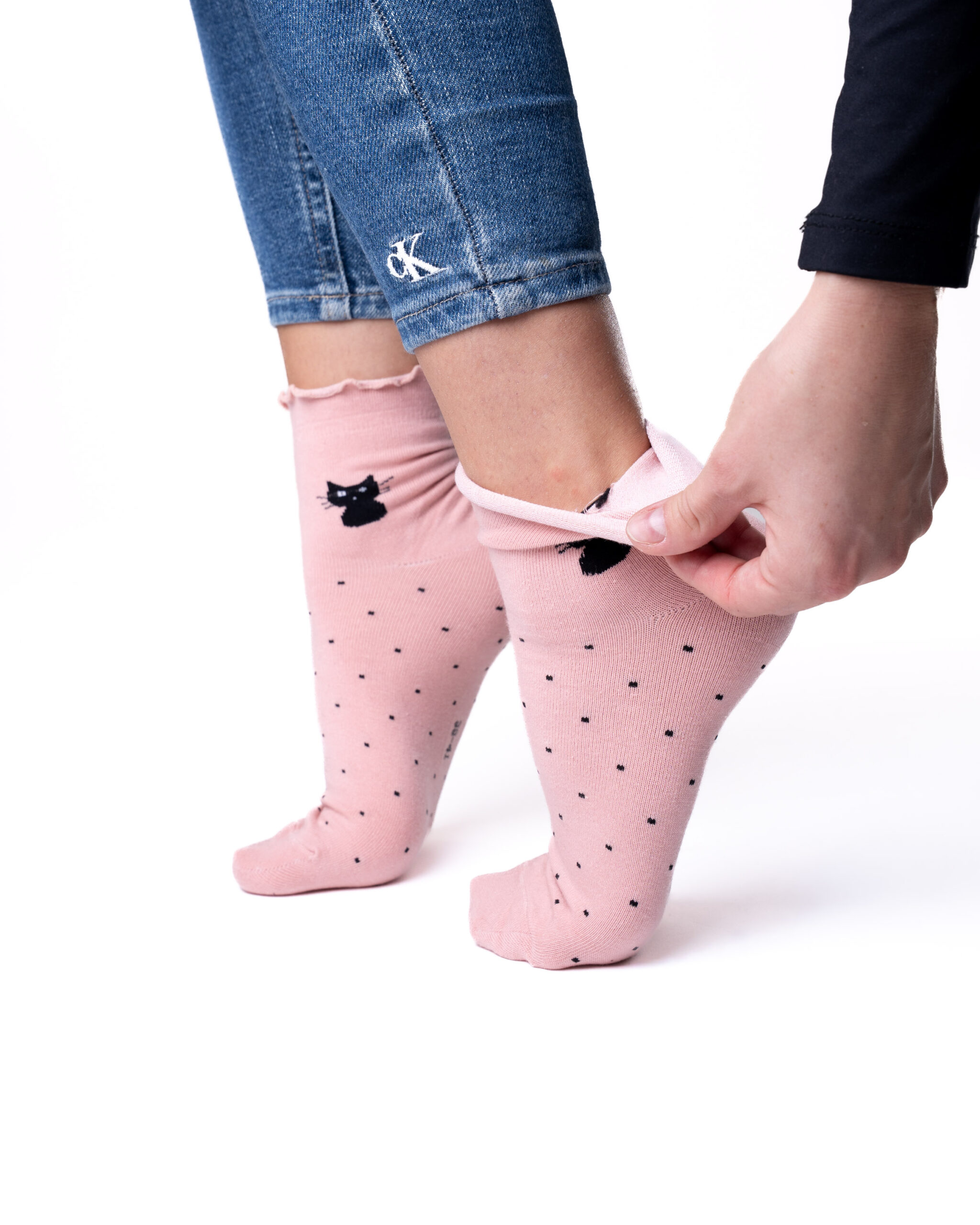 6 pari ženskih čarapa bez gume, poluvisoke s mačkom 5682 - Slika 2
