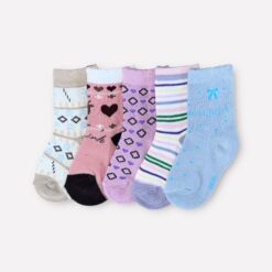 5 pari dječjih čarapa za djevojčice, razni pastelni uzorci 7068