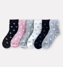 6 pari ženskih poluvisokih čarapa, srca 5882
