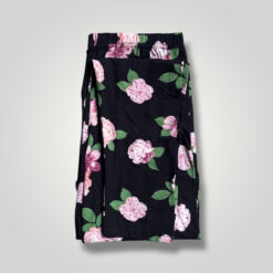 Pamučne tajice za veće veličine 1639, crna s ružičastim ružama