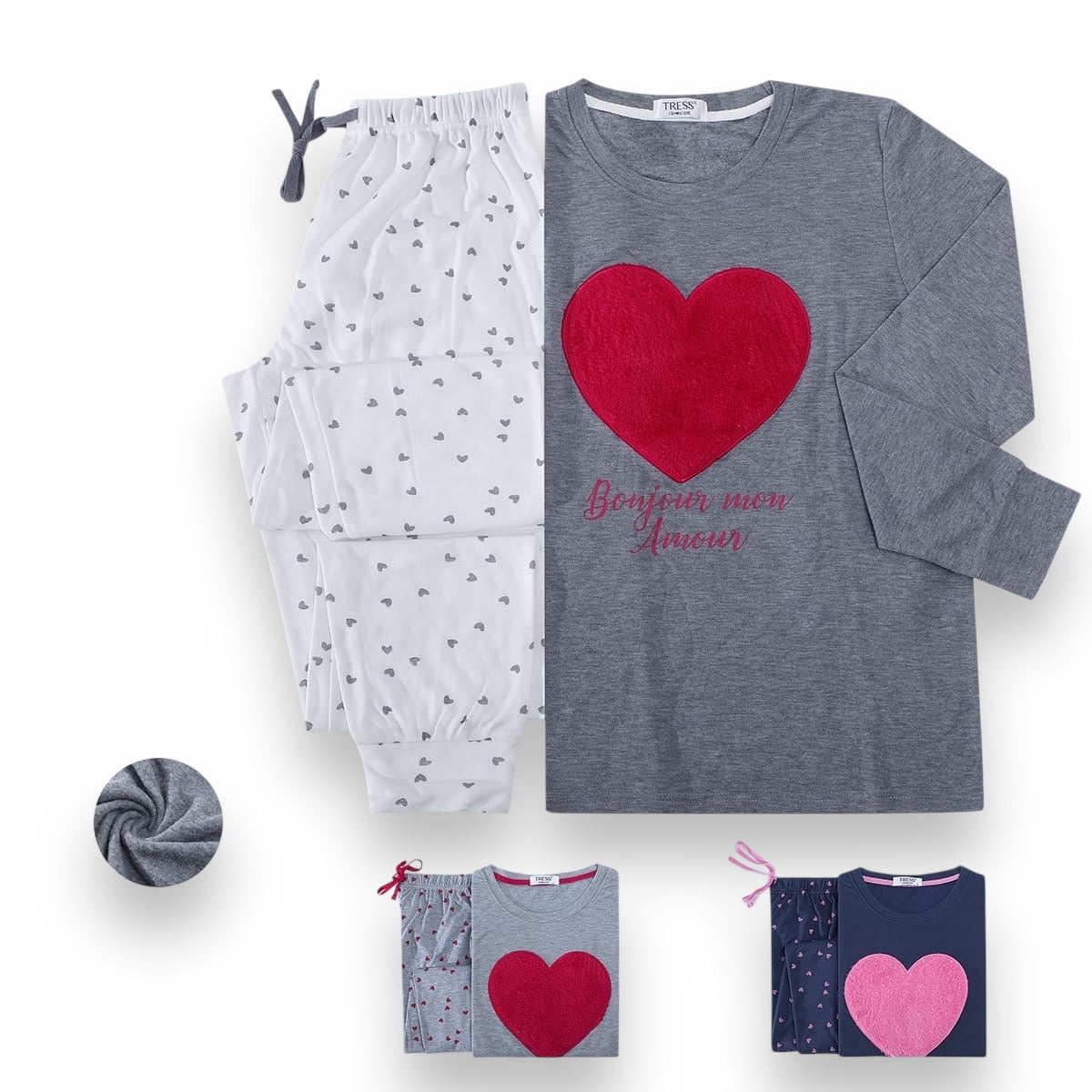 Ženska duga pidžama Tress, 7094 srce