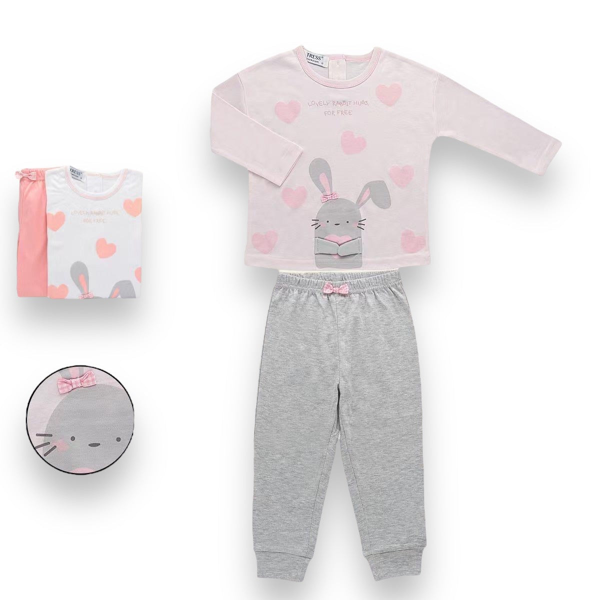 Dječja duga pidžama, Tress 2462 zeko sa srcima