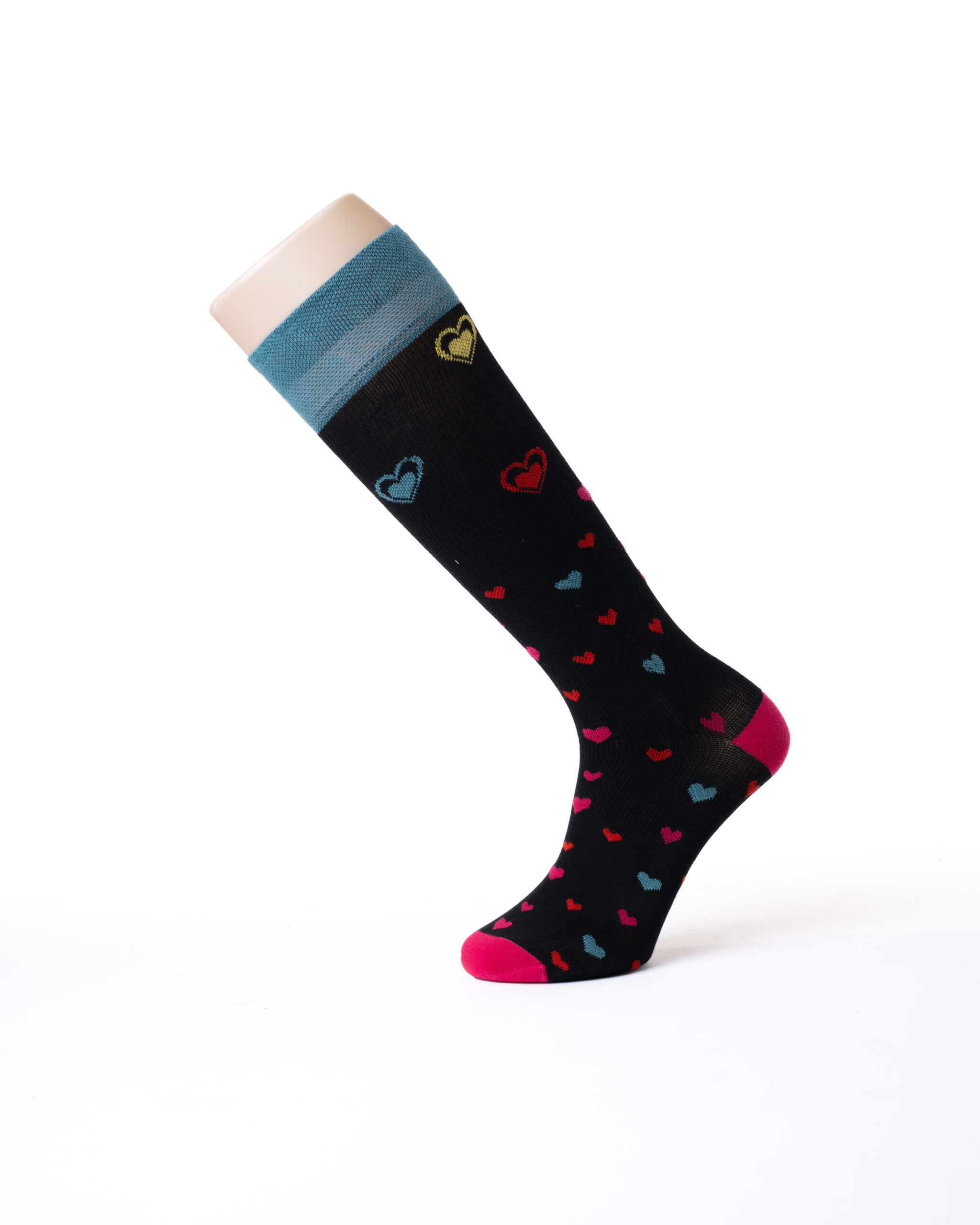 Specijalne pamučne kompresijske dokoljenice Lunanay, crne sa srcima