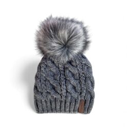 Zimska pletena kapa Lunanay 3599, tamno siva sa coflekom