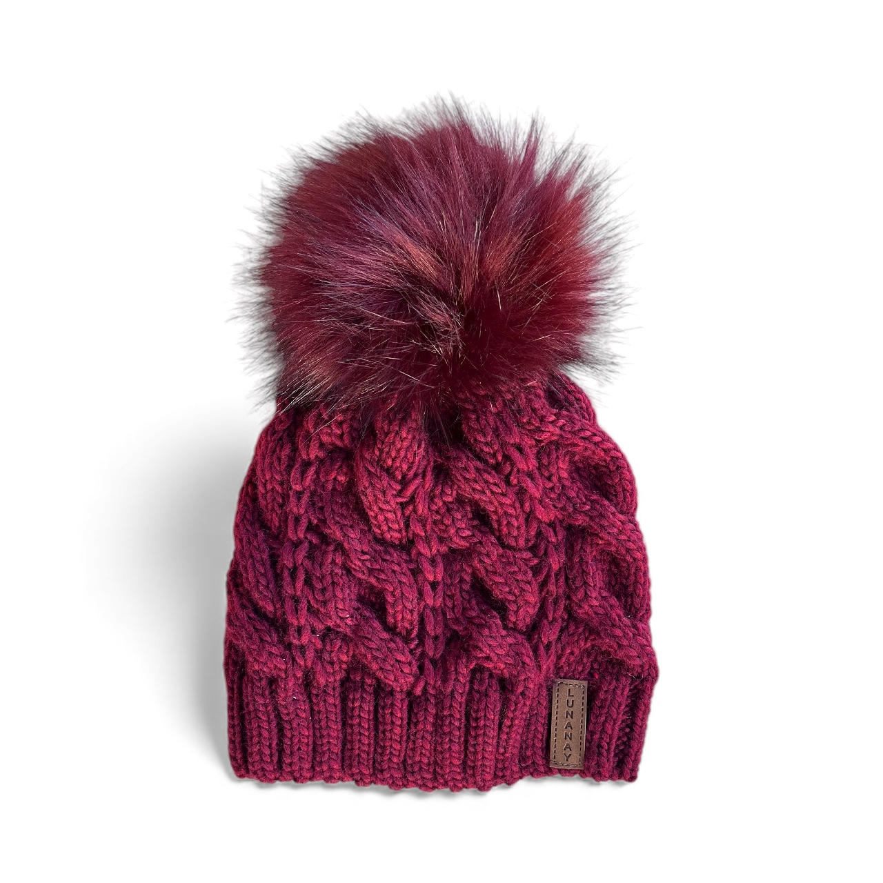 Zimska pletena kapa Lunanay 3599, bordo sa coflekom