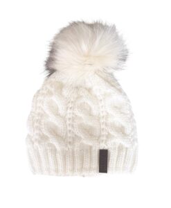 Zimska pletena kapa Lunanay 3599, krem bijela sa coflekom