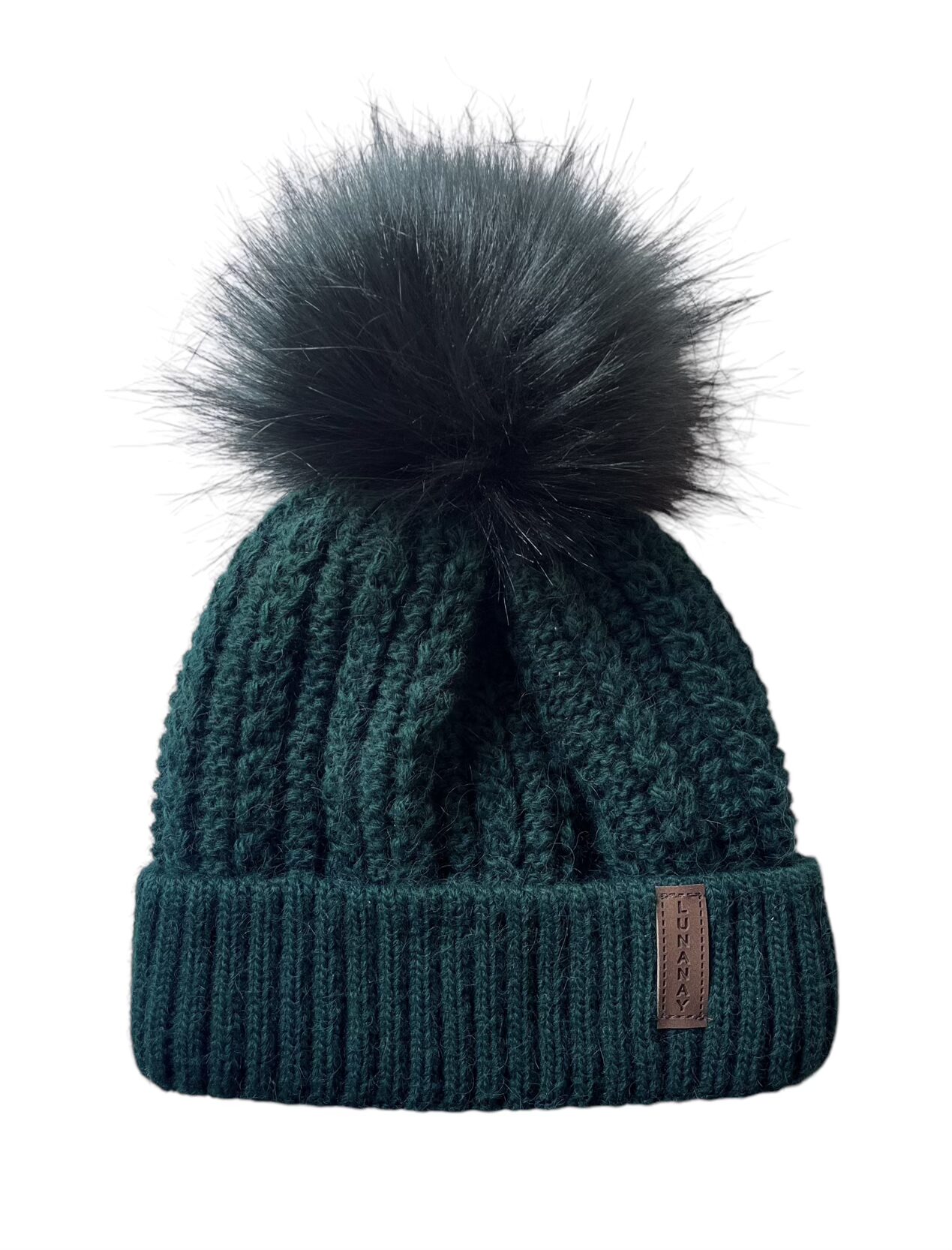 Zimska pletena kapa Lunanay 5208, zelena sa coflekom