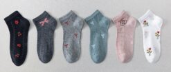 6 pari ženskih niskih čarapa, antibakterijskih i bešavnih, cvijeće/mašne 5952 - TANKE