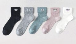 6 pari ženskih čarapa bez gume od bambusa, poluvisoke mašna 5960- TANKE